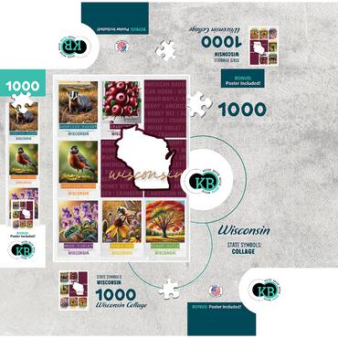 Wisconsin: State Symbols Poster 1000 Jigsaw Puzzle box 3D Modell