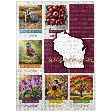 puzzleplate Wisconsin: State Symbols Poster 500 Jigsaw Puzzle