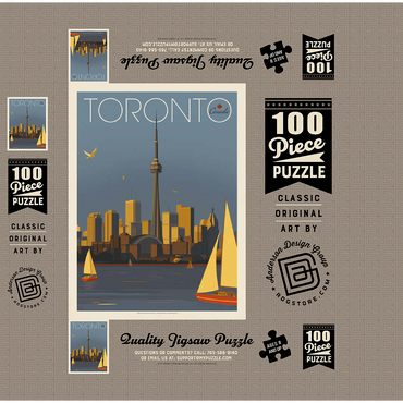 Canada: Toronto Sailboats, Vintage Poster 100 Jigsaw Puzzle box 3D Modell
