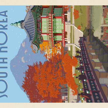 South Korea, Seoul: Gyeongbokgung Palace, Vintage Poster 100 Jigsaw Puzzle 3D Modell