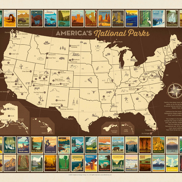 63 National Parks: Map Of USA 1000 Jigsaw Puzzle 3D Modell