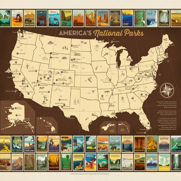 63 National Parks: Map Of USA 100 Jigsaw Puzzle 3D Modell