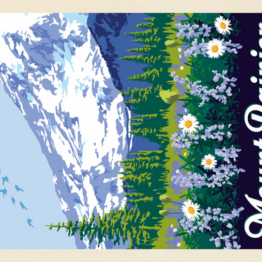 Mount Rainier National Park: Wildflowers, Vintage Poster 1000 Jigsaw Puzzle 3D Modell