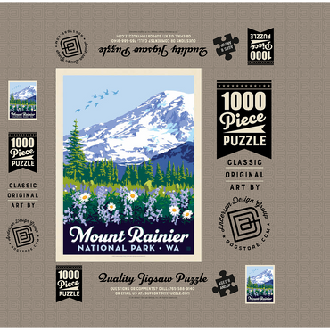 Mount Rainier National Park: Wildflowers, Vintage Poster 1000 Jigsaw Puzzle box 3D Modell