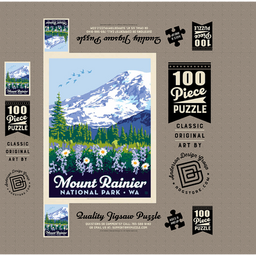 Mount Rainier National Park: Wildflowers, Vintage Poster 100 Jigsaw Puzzle box 3D Modell