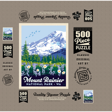 Mount Rainier National Park: Wildflowers, Vintage Poster 500 Jigsaw Puzzle box 3D Modell