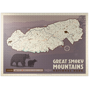 puzzleplate Map of Great Smoky Mtns National Park, Vintage Poster 1000 Jigsaw Puzzle