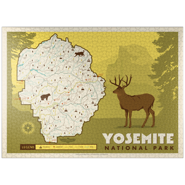 puzzleplate Map of Yosemite National Park, Vintage Poster 1000 Jigsaw Puzzle