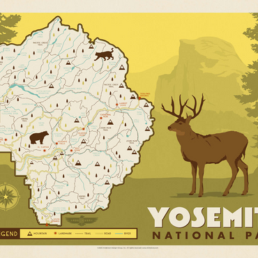 Map of Yosemite National Park, Vintage Poster 500 Jigsaw Puzzle 3D Modell