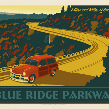 Blue Ridge Parkway, Vintage Poster 100 Jigsaw Puzzle 3D Modell