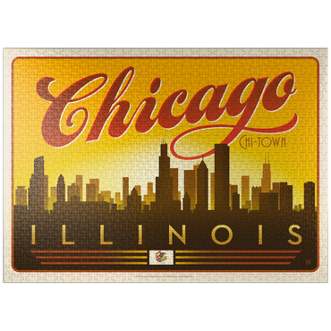 puzzleplate Chicago: Horizontal Skyline, Vintage Poster 1000 Jigsaw Puzzle
