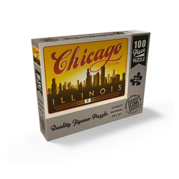 Chicago: Horizontal Skyline, Vintage Poster 100 Jigsaw Puzzle box view2