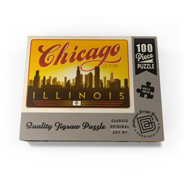 Chicago: Horizontal Skyline, Vintage Poster 100 Jigsaw Puzzle box view3