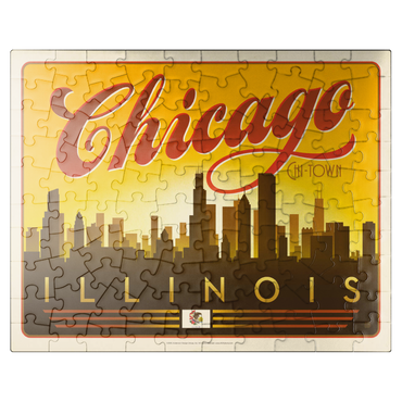 puzzleplate Chicago: Horizontal Skyline, Vintage Poster 100 Jigsaw Puzzle