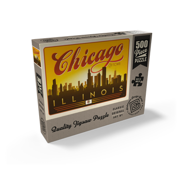 Chicago: Horizontal Skyline, Vintage Poster 500 Jigsaw Puzzle box view2
