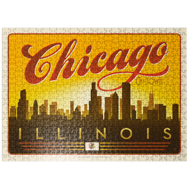 puzzleplate Chicago: Horizontal Skyline, Vintage Poster 500 Jigsaw Puzzle
