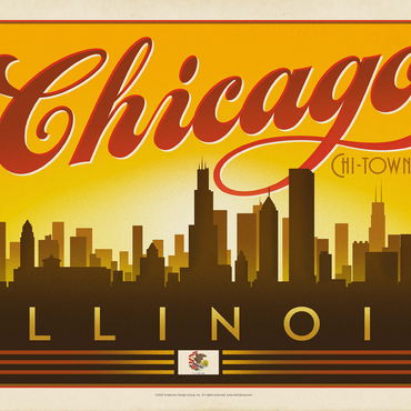 Chicago: Horizontal Skyline, Vintage Poster 500 Jigsaw Puzzle 3D Modell