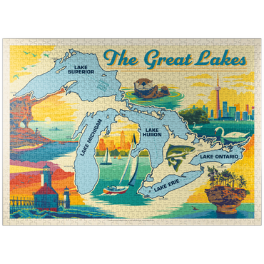 puzzleplate Great Lakes: Horizontal Map 1000 Jigsaw Puzzle