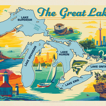 Great Lakes: Horizontal Map 1000 Jigsaw Puzzle 3D Modell