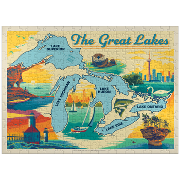 puzzleplate The Great Lakes Illustrated Map and Landmarks 300 Jigsaw Puzzle