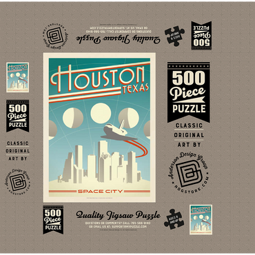 Houston: Space City, Vintage Poster 500 Jigsaw Puzzle box 3D Modell