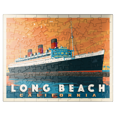 puzzleplate Long Beach, CA: Queen Mary, Vintage Poster 100 Jigsaw Puzzle