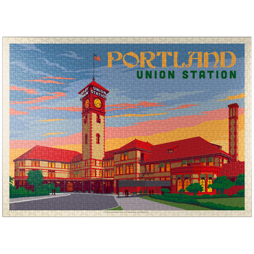 puzzleplate Portland, Oregon: Union Station, Vintage Poster 1000 Jigsaw Puzzle
