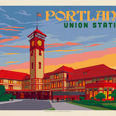 Portland, Oregon: Union Station, Vintage Poster 1000 Jigsaw Puzzle 3D Modell