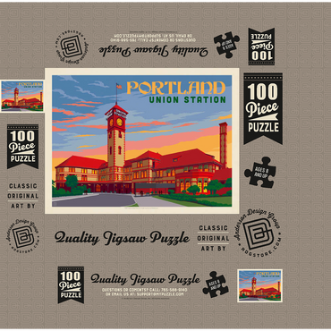 Portland, Oregon: Union Station, Vintage Poster 100 Jigsaw Puzzle box 3D Modell