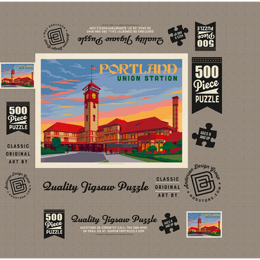 Portland, Oregon: Union Station, Vintage Poster 500 Jigsaw Puzzle box 3D Modell