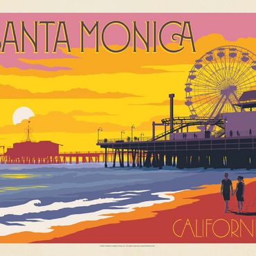 Santa Monica Pier: Sunset, Vintage Poster 100 Jigsaw Puzzle 3D Modell