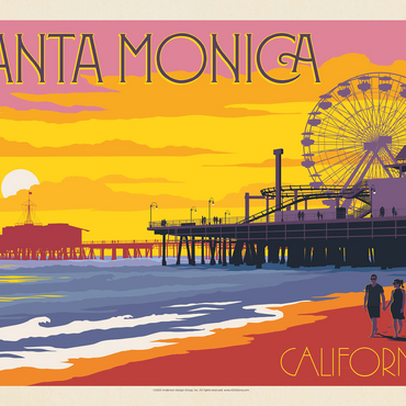 Santa Monica Pier: Sunset, Vintage Poster 500 Jigsaw Puzzle 3D Modell