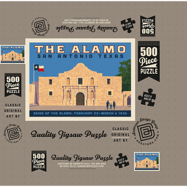 San Antonio, TX: The Alamo (Horizontal) 500 Jigsaw Puzzle box 3D Modell