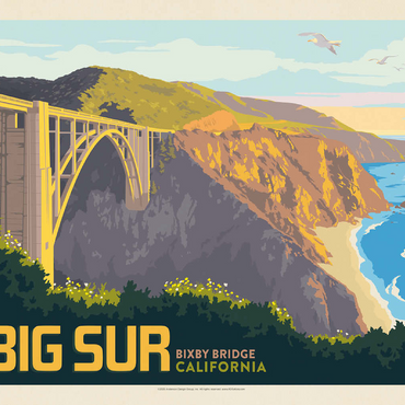 Big Sur, California: Bixby Bridge, Vintage Poster 100 Jigsaw Puzzle 3D Modell