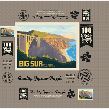 Big Sur, California: Bixby Bridge, Vintage Poster 100 Jigsaw Puzzle box 3D Modell