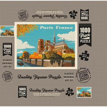 France: Paris, Notre Dame (Horizontal) 1000 Jigsaw Puzzle box 3D Modell