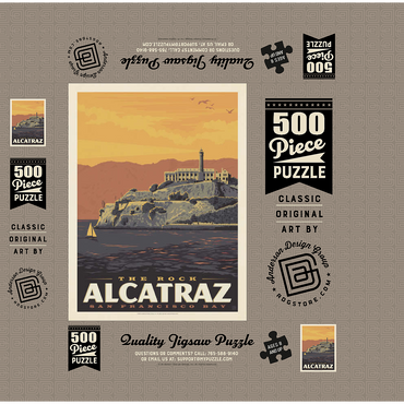 Alcatraz Island, CA, Vintage Poster 500 Jigsaw Puzzle box 3D Modell
