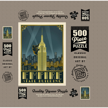 New York City: Empire State Building, Vintage Poster 500 Jigsaw Puzzle box 3D Modell