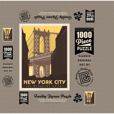 New York City: Manhattan Bridge, Vintage Poster 1000 Jigsaw Puzzle box 3D Modell