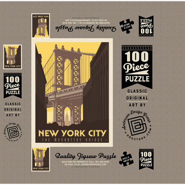 New York City: Manhattan Bridge, Vintage Poster 100 Jigsaw Puzzle box 3D Modell