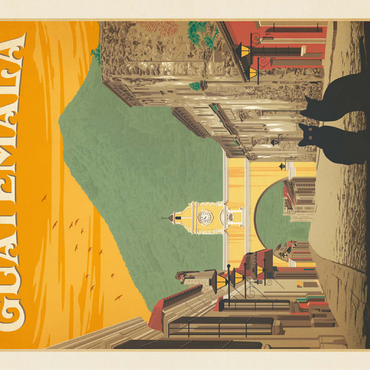 Guatemala: Antigua Street Scene, Vintage Poster 100 Jigsaw Puzzle 3D Modell