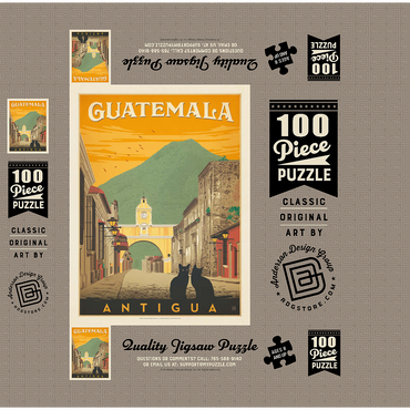 Guatemala: Antigua Street Scene, Vintage Poster 100 Jigsaw Puzzle box 3D Modell