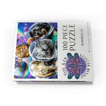 Astronaut Pet Selfie, Space Cat - Random Galaxy 100 Jigsaw Puzzle box view3