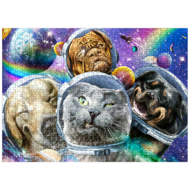 puzzleplate Astronaut Pet Selfie, Space Cat - Random Galaxy 500 Jigsaw Puzzle