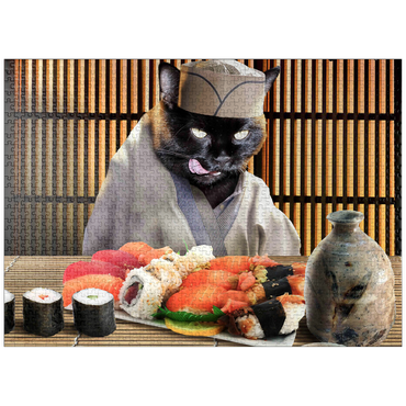 puzzleplate Black Cat Chef, Sushi Ramen - Random Galaxy 1000 Jigsaw Puzzle
