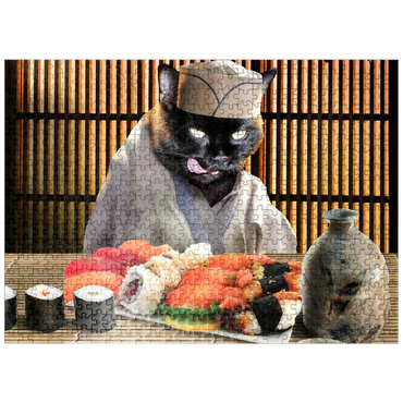 puzzleplate Black Cat Chef, Sushi Ramen - Random Galaxy 500 Jigsaw Puzzle