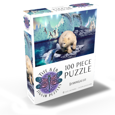 Polar Bear and Dolphin, Northern Lights - Random Galaxy 100 Jigsaw Puzzle box view2