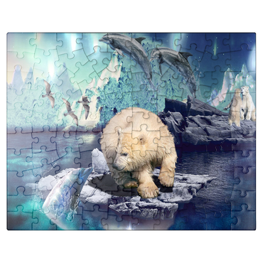 puzzleplate Polar Bear and Dolphin, Northern Lights - Random Galaxy 100 Jigsaw Puzzle