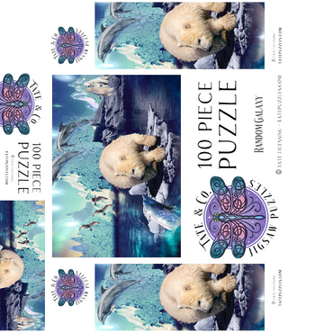 Polar Bear and Dolphin, Northern Lights - Random Galaxy 100 Jigsaw Puzzle box 3D Modell