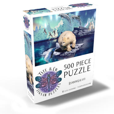 Polar Bear and Dolphin, Northern Lights - Random Galaxy 500 Jigsaw Puzzle box view2
